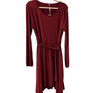 Aokosor NWT Burgundy Long Sleeve belted  Dress L